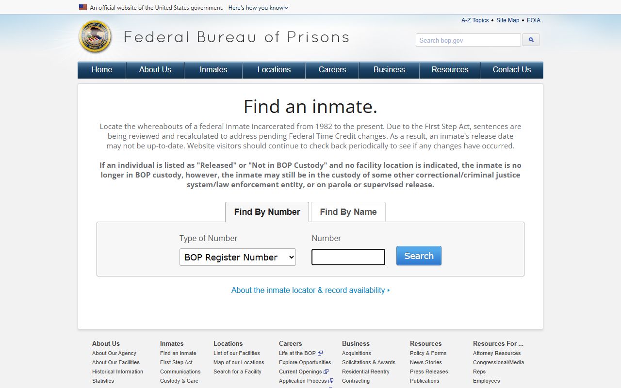 BOP locator for federal Chesterfield County inmate record searches