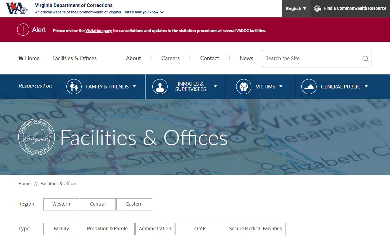 Central Virginia Correctional Unit #13 VADOC facilities inmate search listing